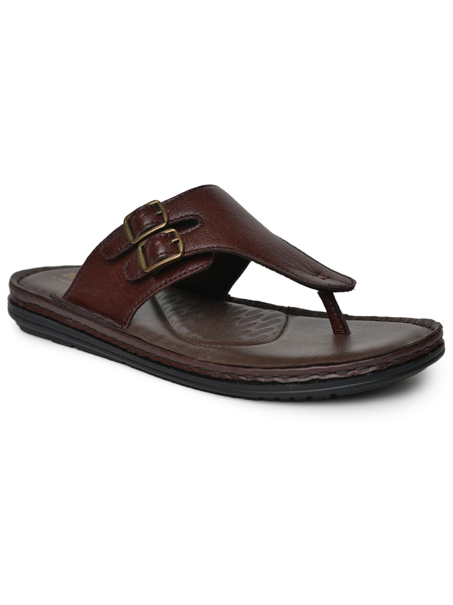 ace full grain natural leather brown casual sandal chappal