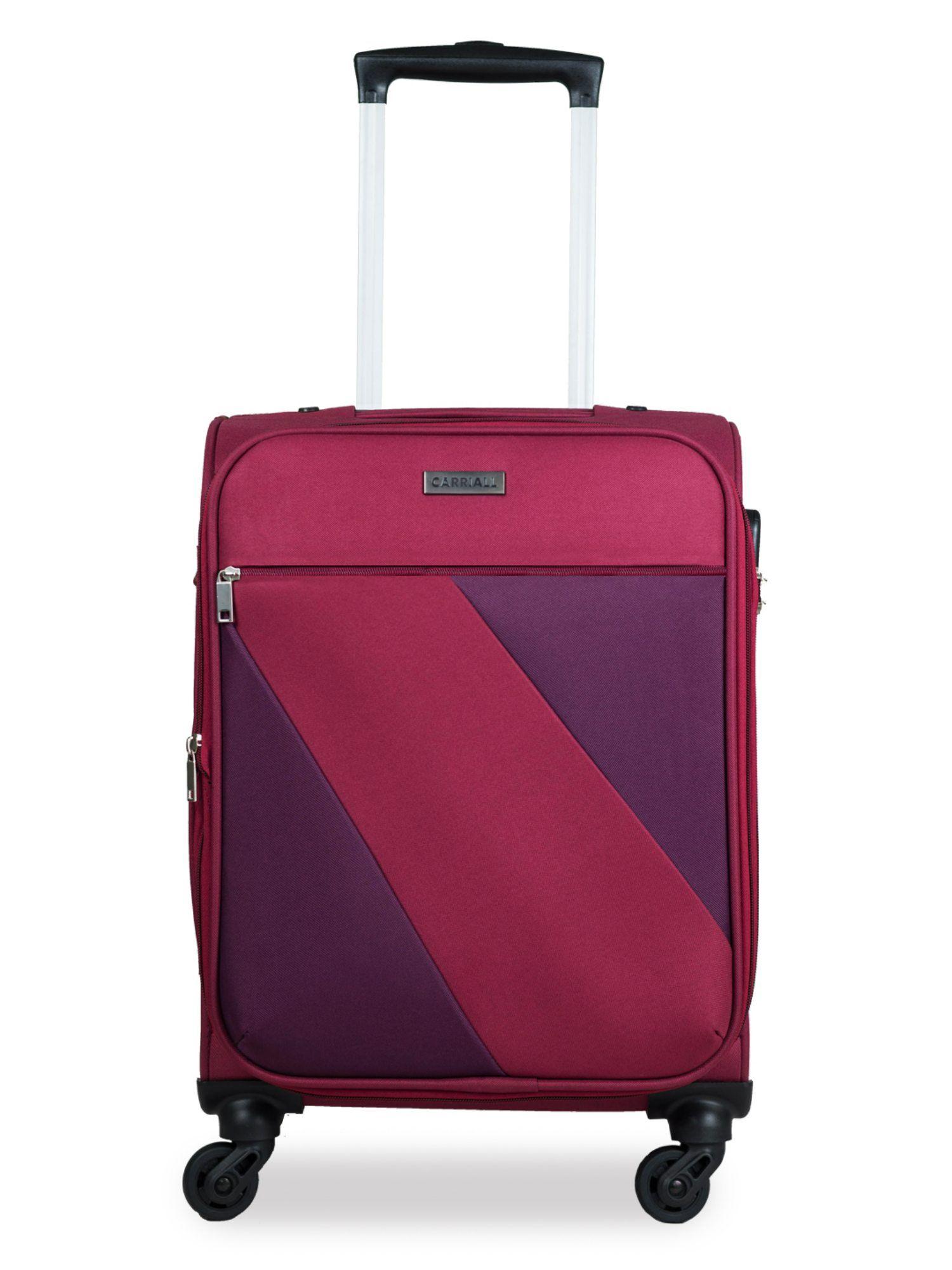 ace red and purple cabin luggage bag