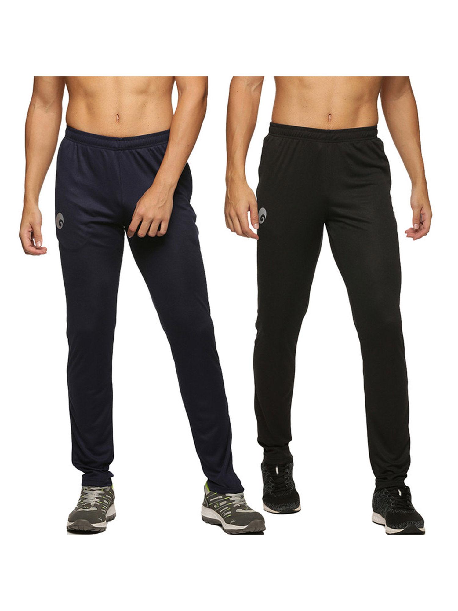 ace trackpant for mens,gym & workout trackpant black-navy (pack of 2)