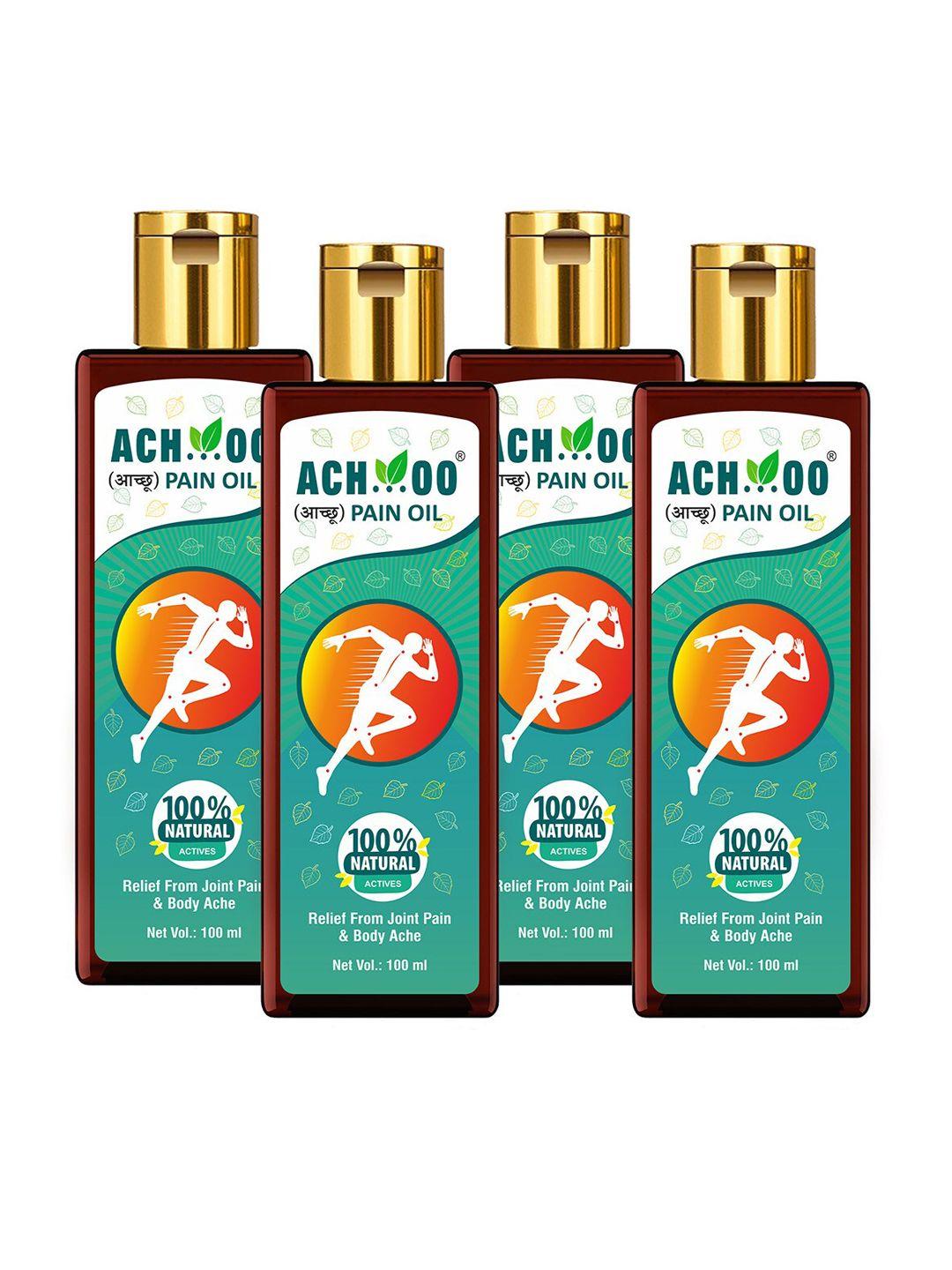 achoo set of 4 pain oil to relief from joint pains & body ache - 100 ml each