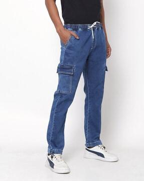 acid-lightly-washed-slim-fit-cargo-jeans