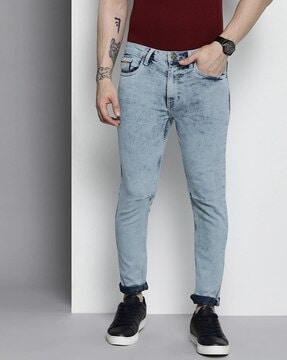 acid-wash carrot fit jeans