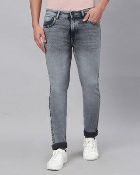 acid-wash relaxed fit jeans