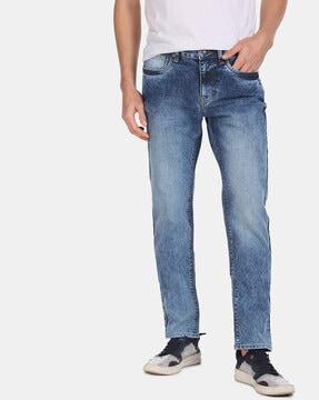 acid-wash skinny fit jeans