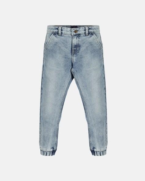 acid-washed jogger jeans