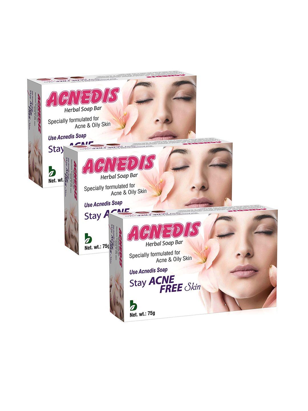 acnedis set of 3 herbal soap bars for acne & oily skin with tea tree oil  - 75 gm each