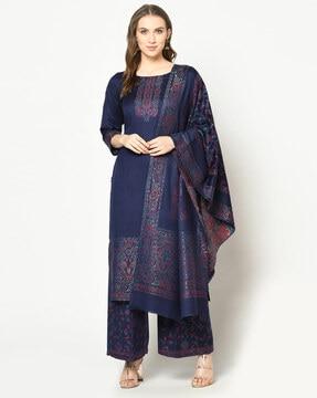 acro wool woven suit & dupatta unstitched dress material