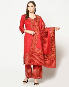 acro wool woven suit & dupatta unstitched dress material