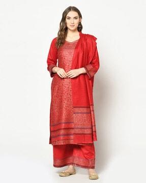 acro wool woven zari suit & dupatta unstitched dress material