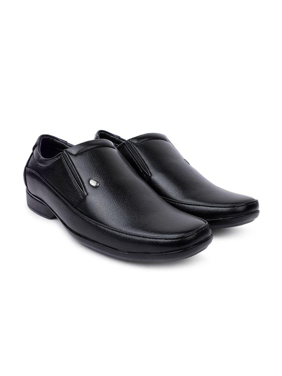 action men black solid formal slip-on shoes