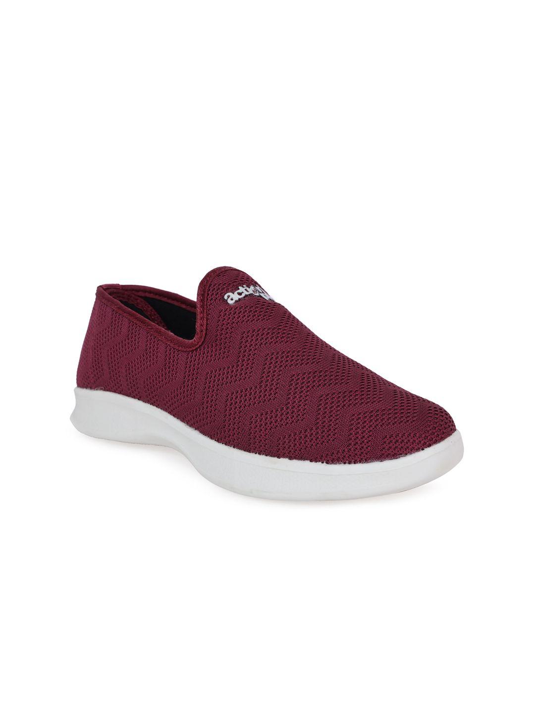 action plus women purple woven design slip-on sneakers