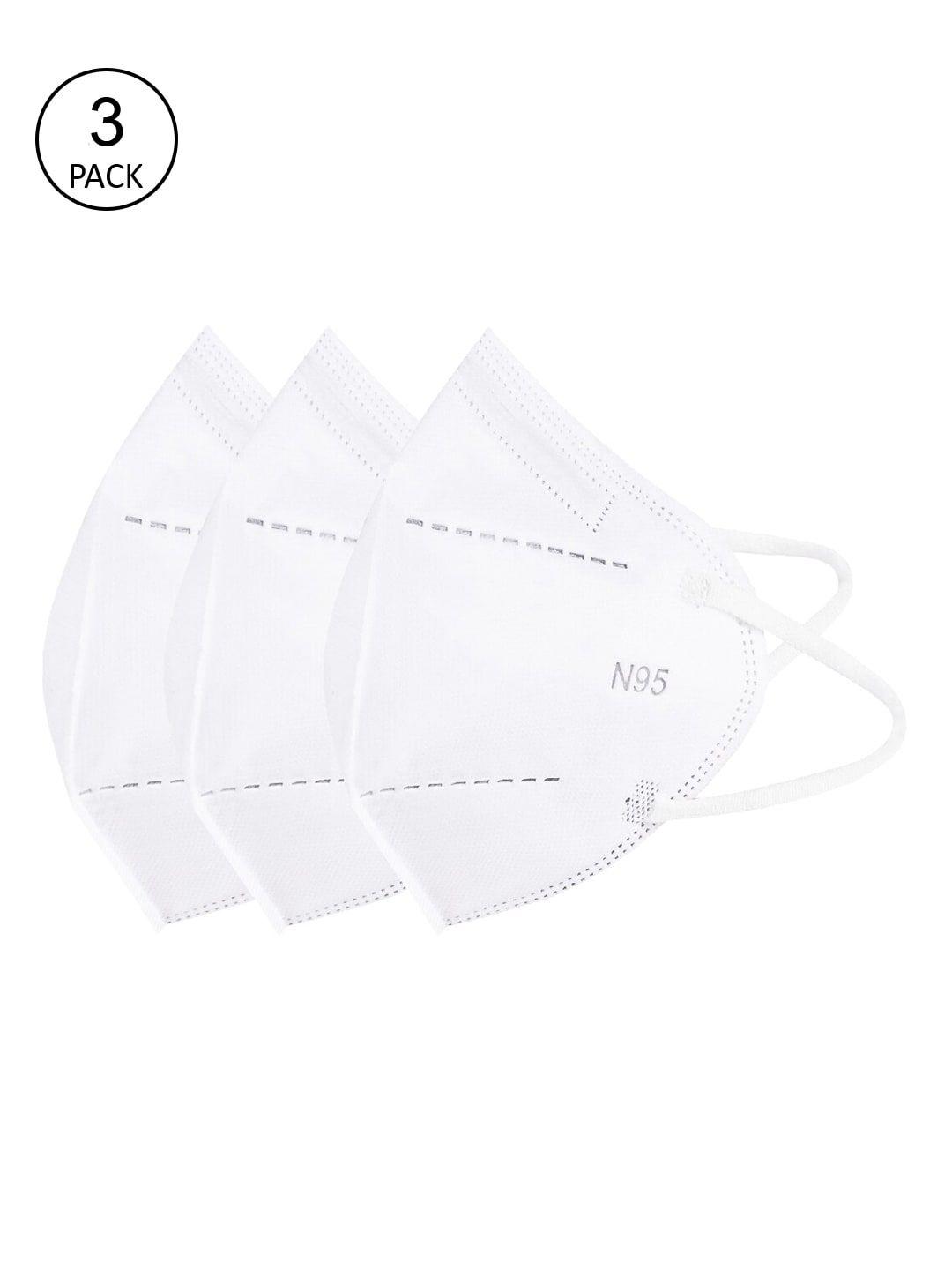 action unisex pack of 3 white solid 5-ply reusable n95 masks