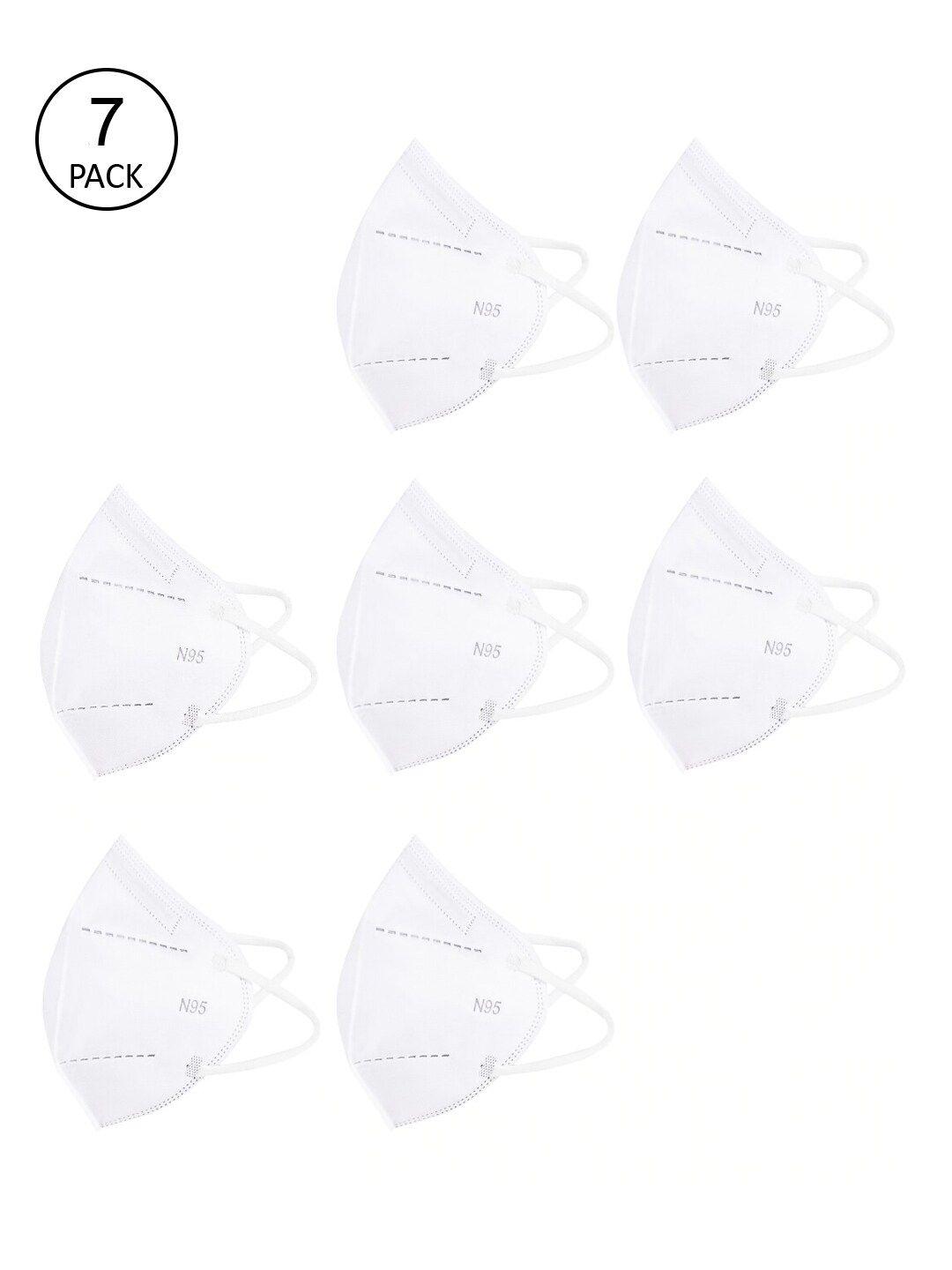 action unisex pack of 7 white solid 5-ply reusable n95 masks