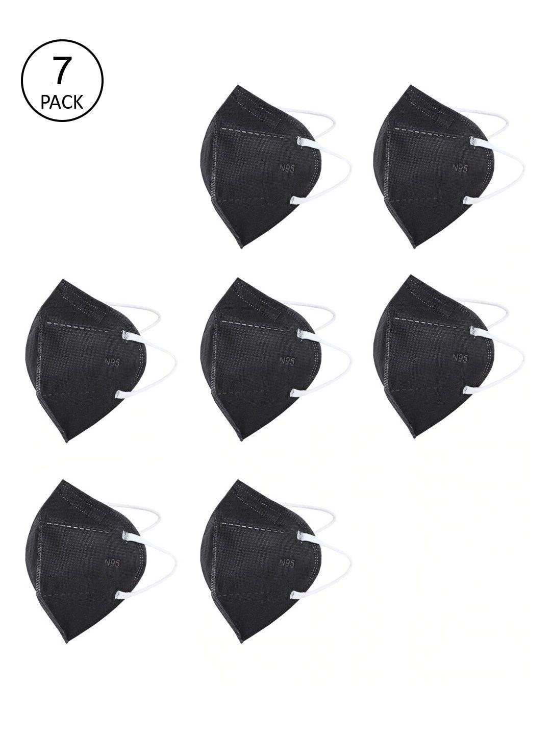 action unisex unisex pack of 7 black solid 5-ply reusable n95 masks