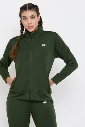 activewear jacket in olive green - green