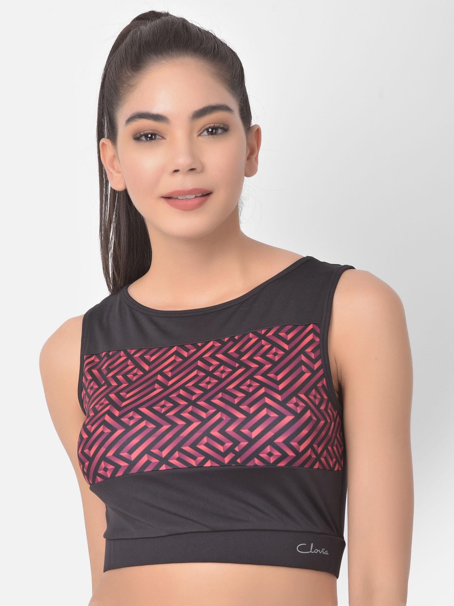 activewear sports crop top - black