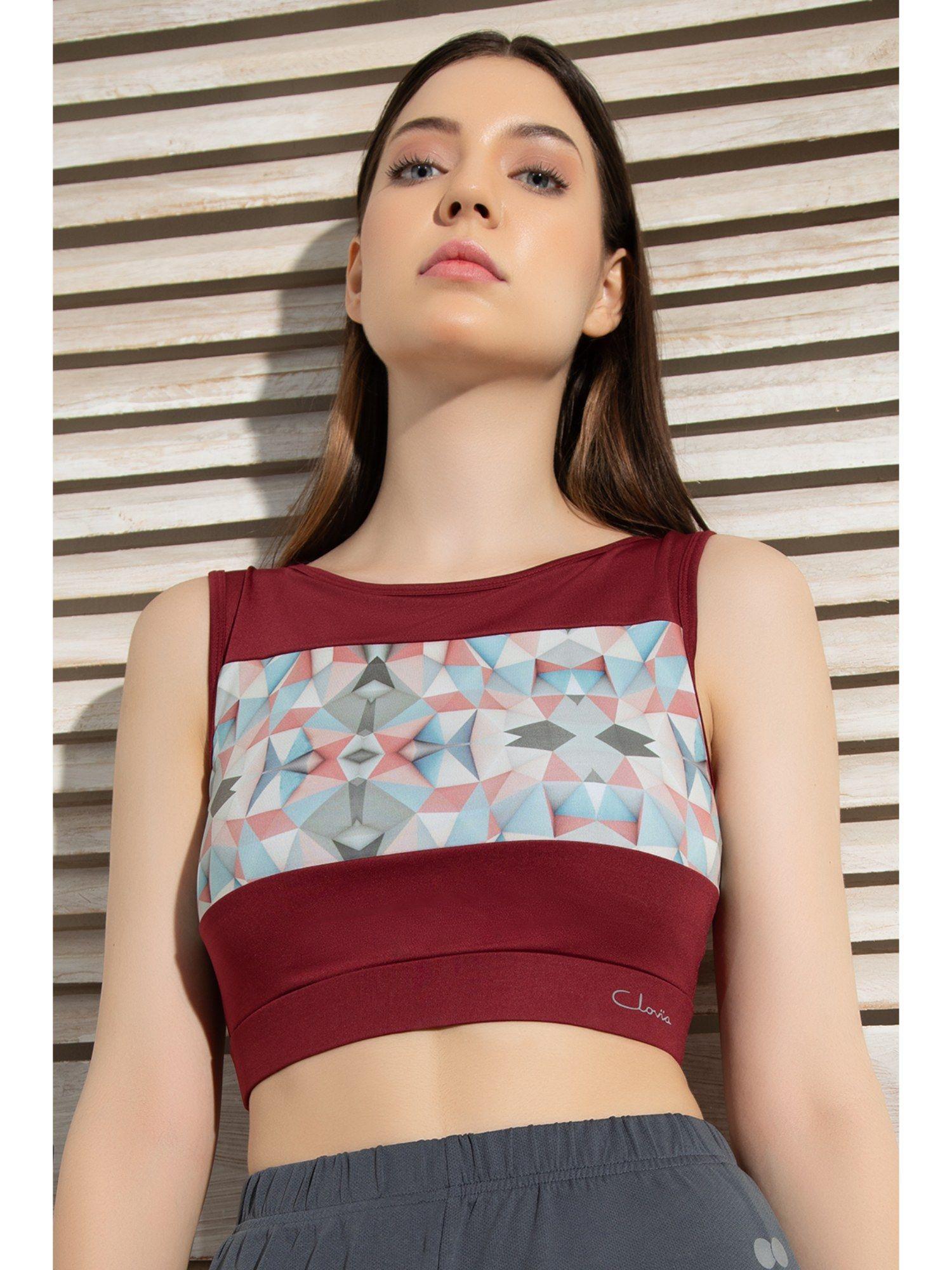 activewear sports crop top - maroon