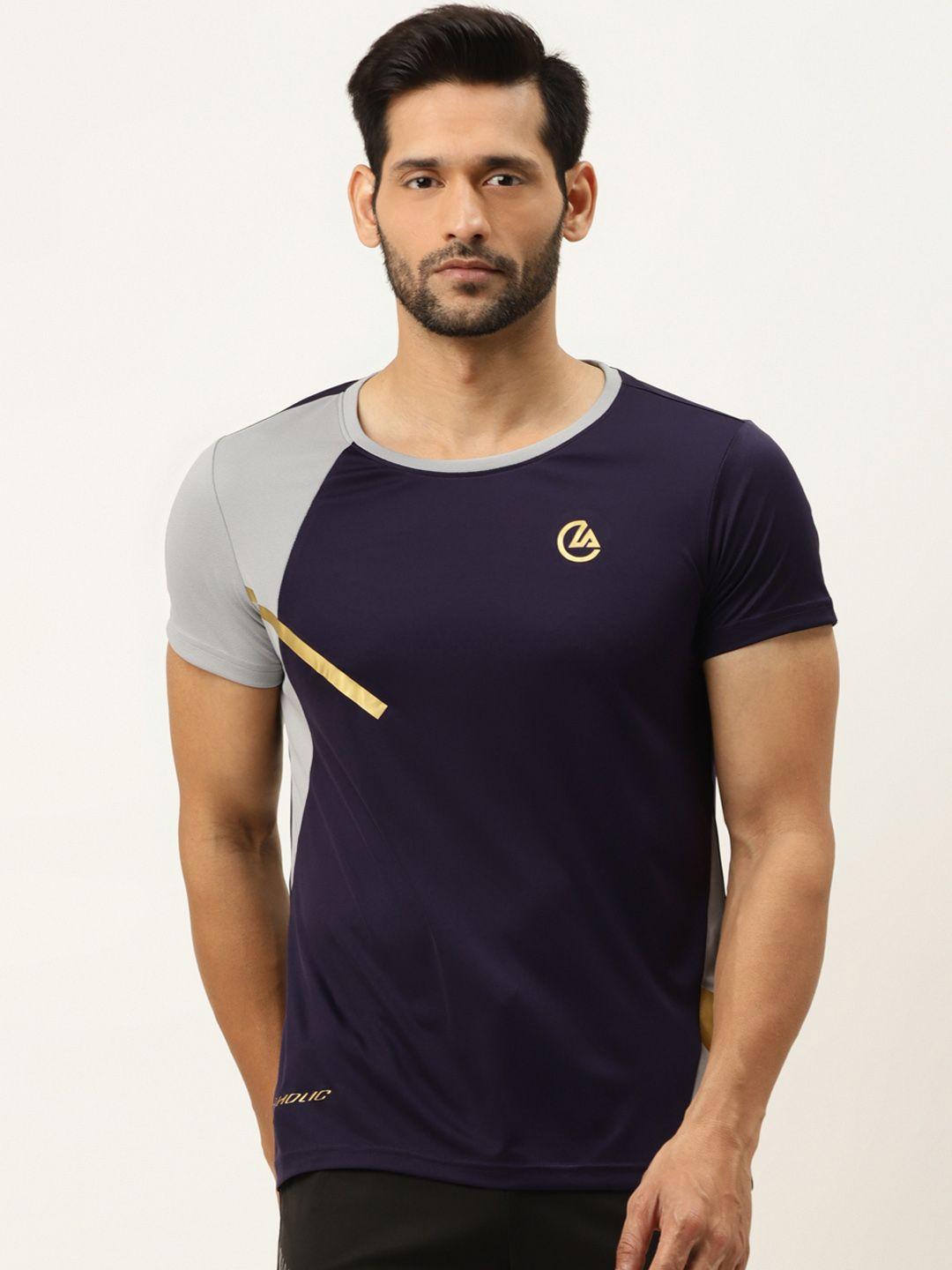 actoholic men purple solid round neck t-shirt