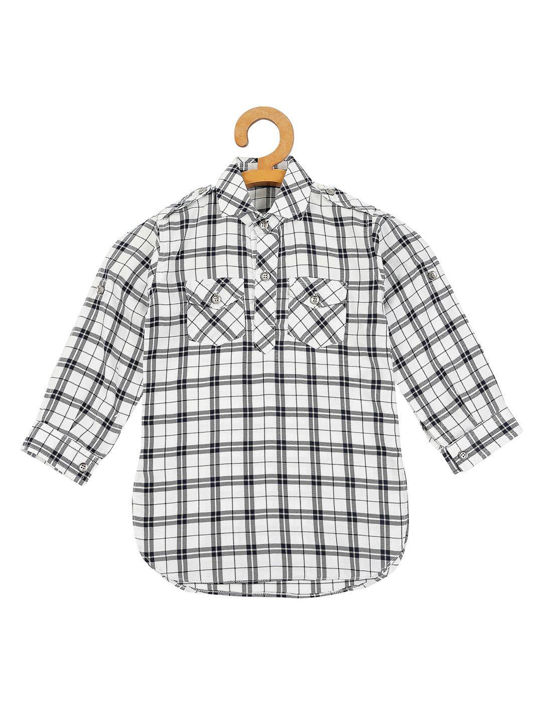 actuel boys off white opaque checked casual shirt