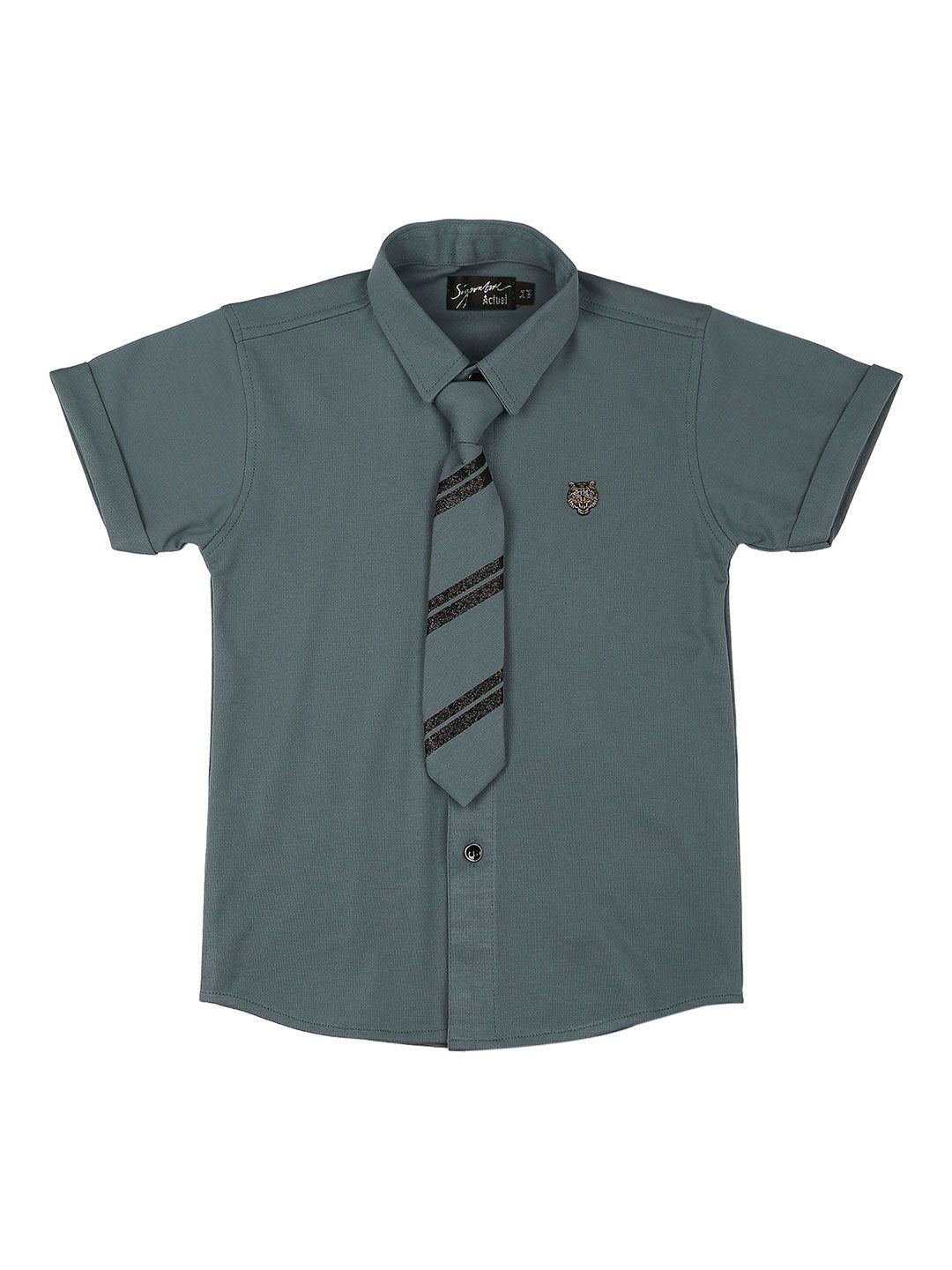 actuel boys pure cotton shirt with tie