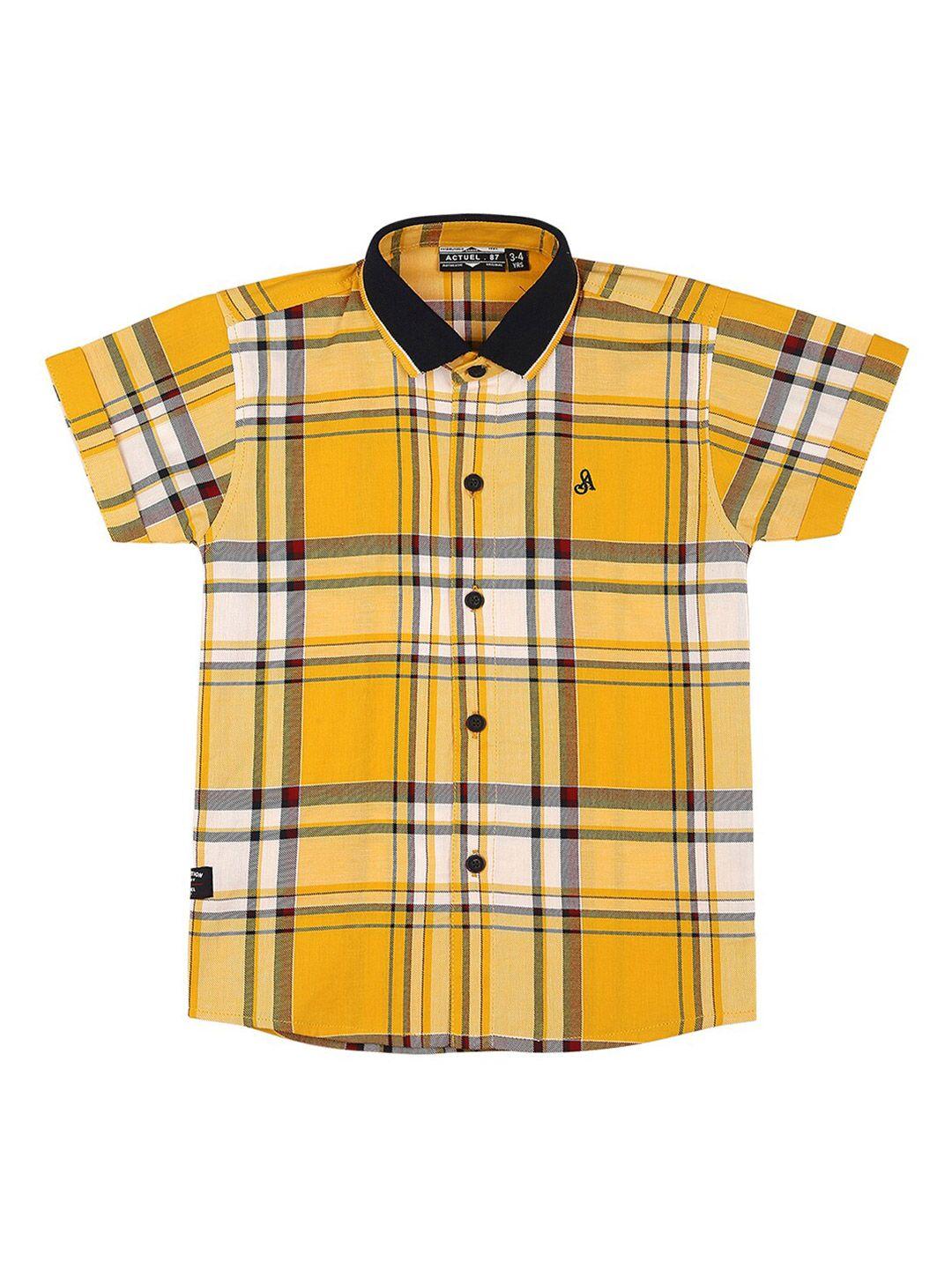 actuel boys tartan checked pure cotton casual shirt