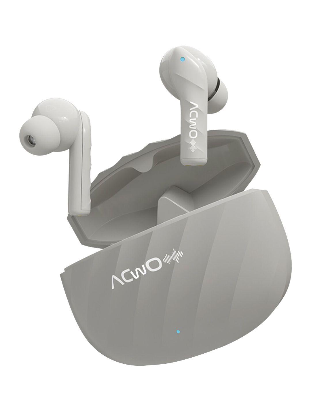 acwo grey dwots 525 in-ear earbuds with 52 hrs playback, bassboomx real driver sound