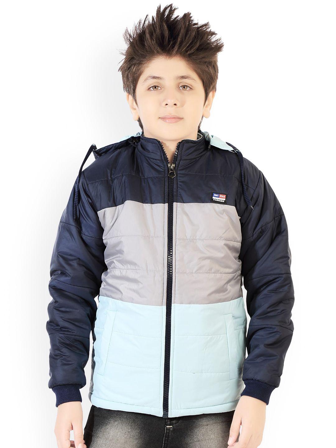 ad & av boys steel colourblocked water resistant crop quilted jacket