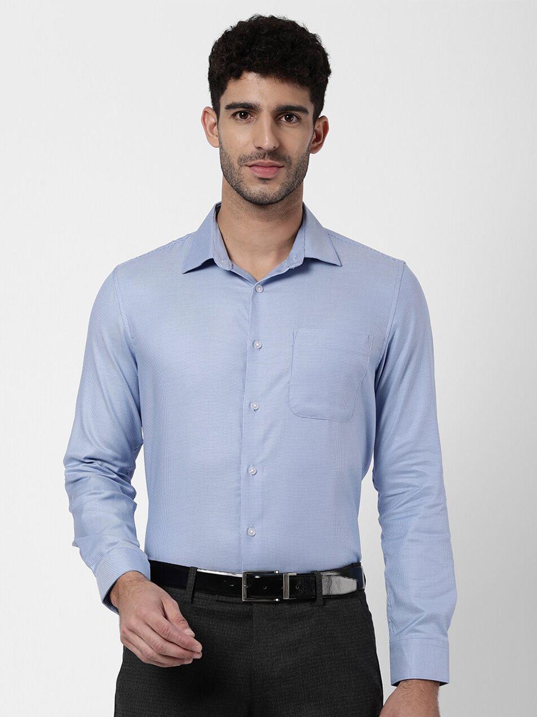 ad by arvind men blue pure cotton formal shirt