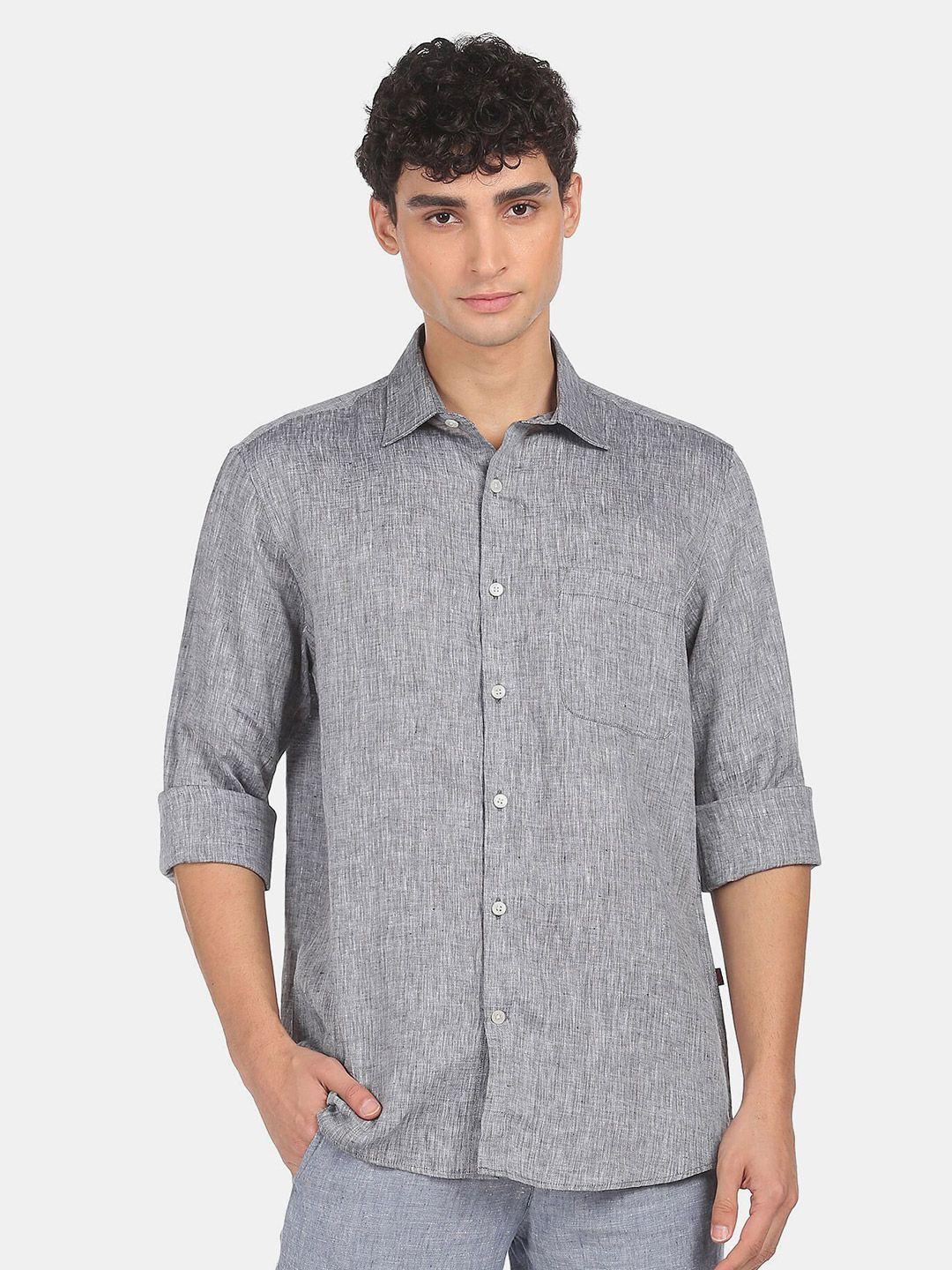 ad by arvind men charcoal casual shirt