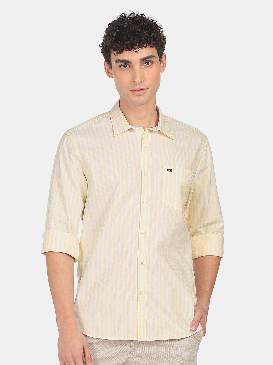 ad by arvind men multicoloured slim fit striped casual shirt