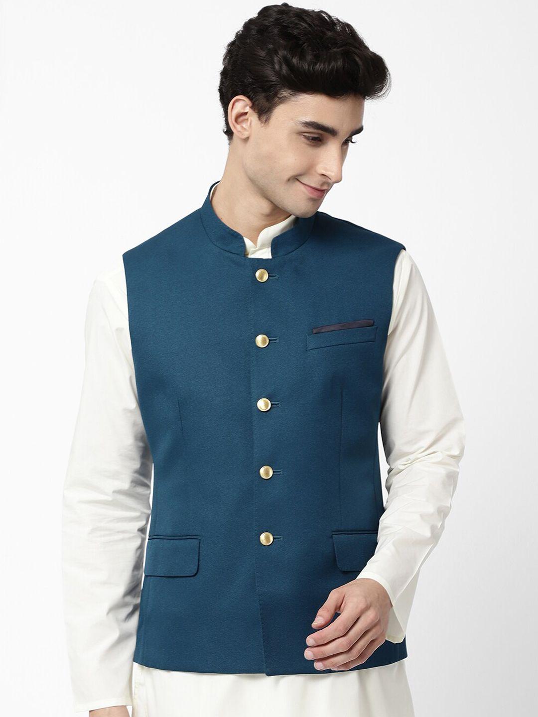 ad-by-arvind-men-teal-blue-solid-nehru-jackets
