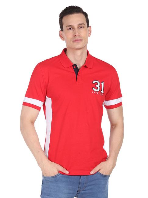 ad by arvind red polo t-shirt
