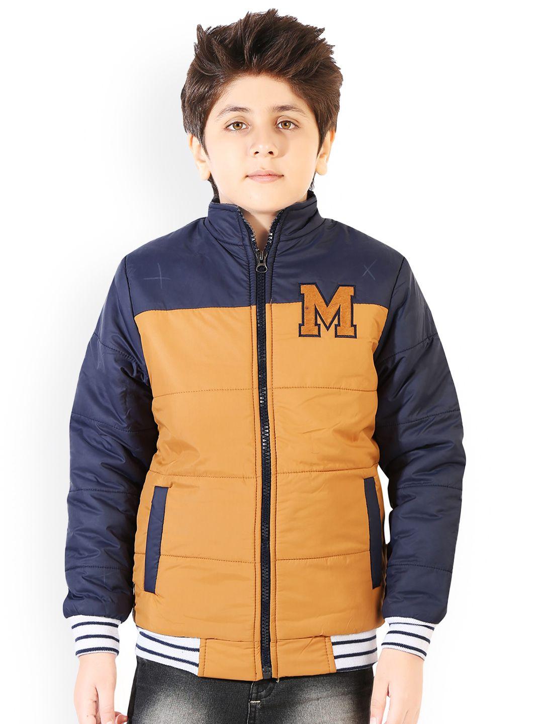 ad & av boys gold-toned colourblocked water resistant puffer jacket