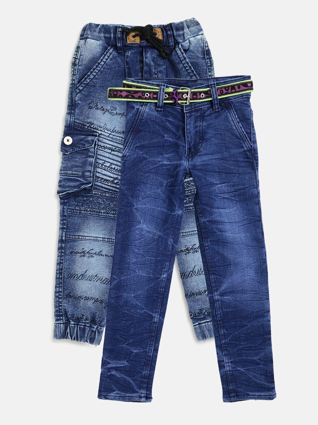 ad & av boys pack of blue washed jeans & denim cargo joggers
