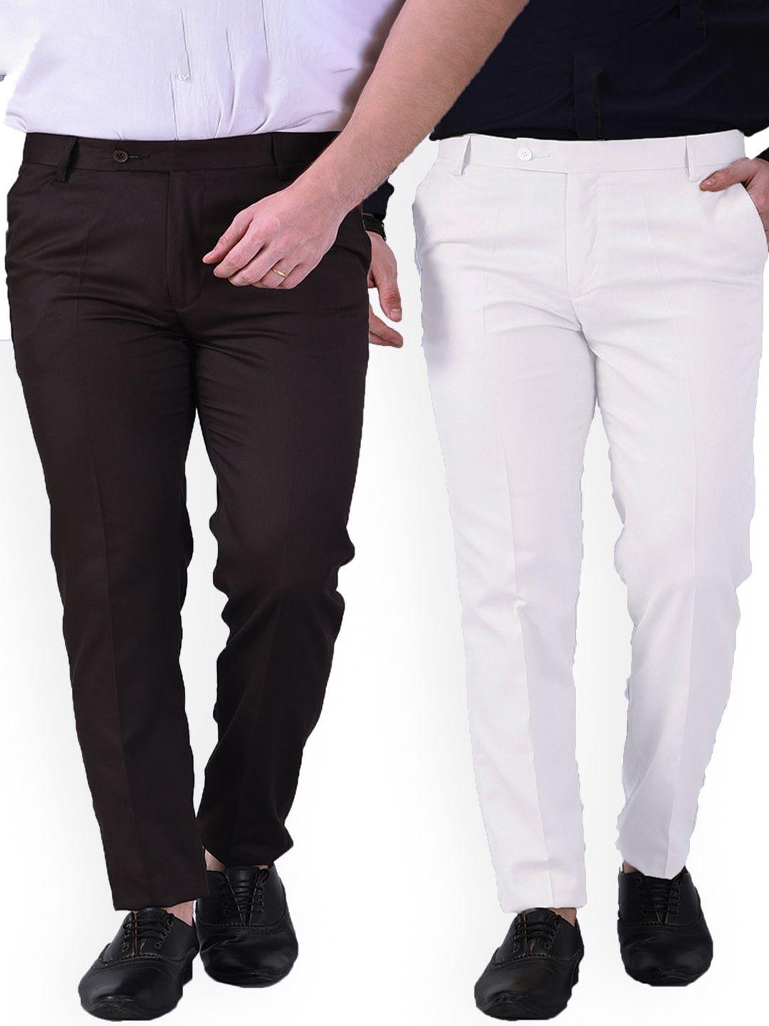 ad & av men bronze-toned classic easy wash chinos trousers