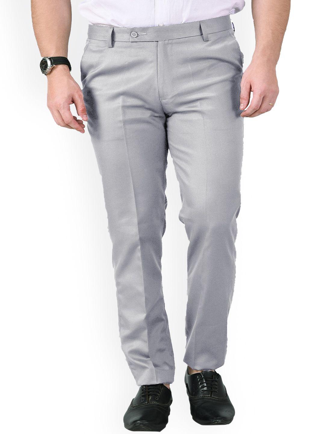 ad & av men silver-toned classic easy wash formal trousers