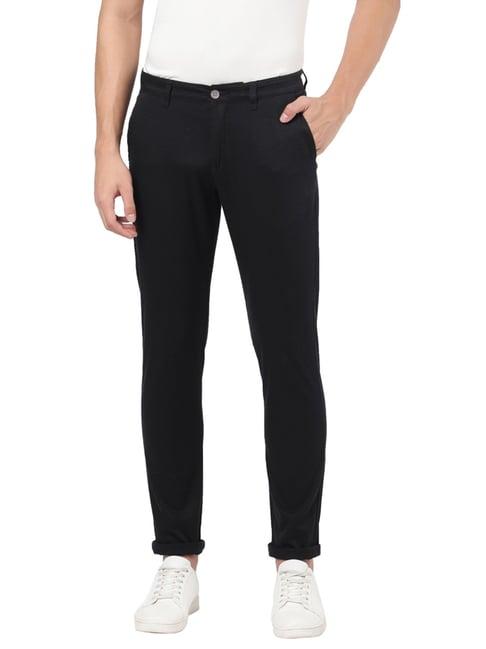 ad by arvind black cotton regular fit chinos