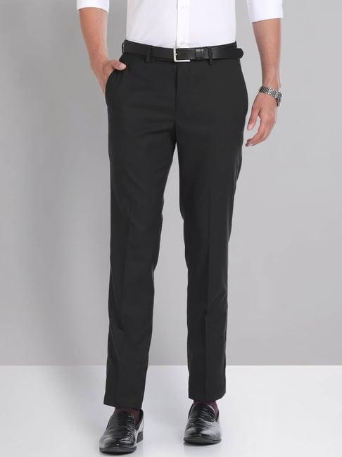 ad by arvind black slim fit trousers