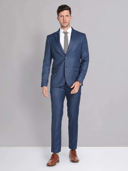 ad by arvind blue regular fit two piece suit