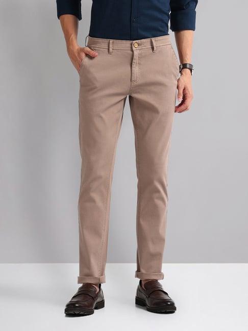 ad by arvind brown slim fit chinos