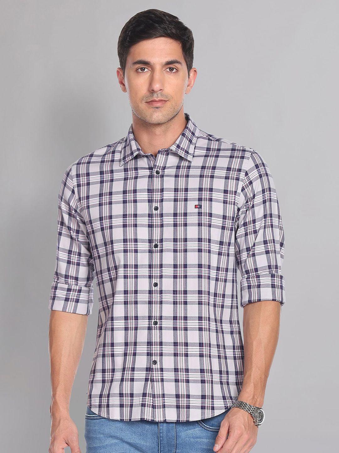 ad by arvind checked pure cotton slim fit casual shirt