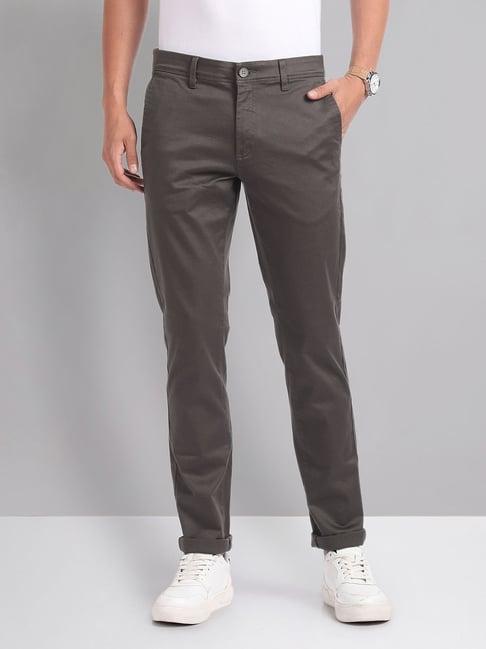 ad by arvind dark grey slim fit chinos