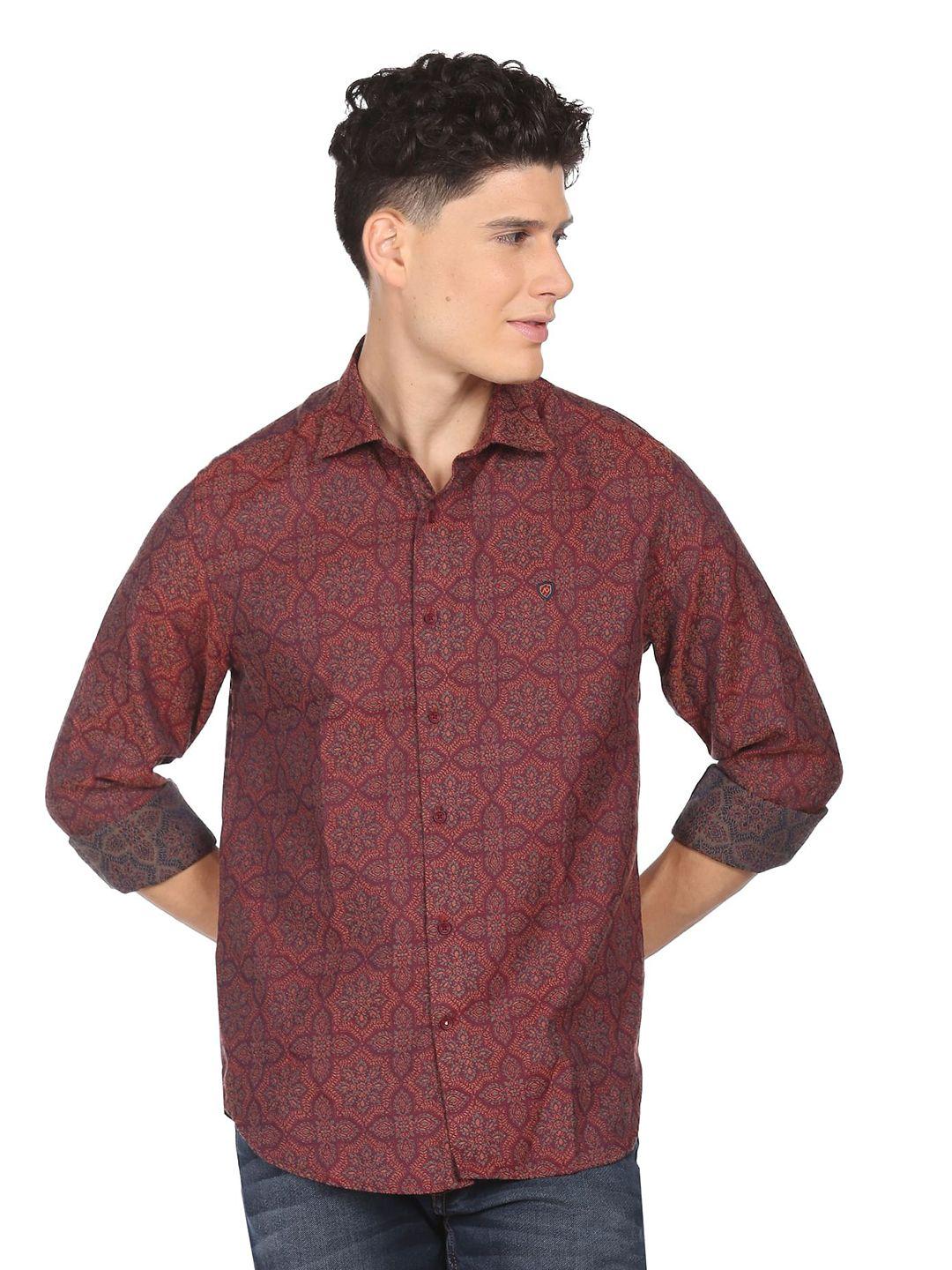 ad by arvind ethnic motifs printed pure cotton casual shirt