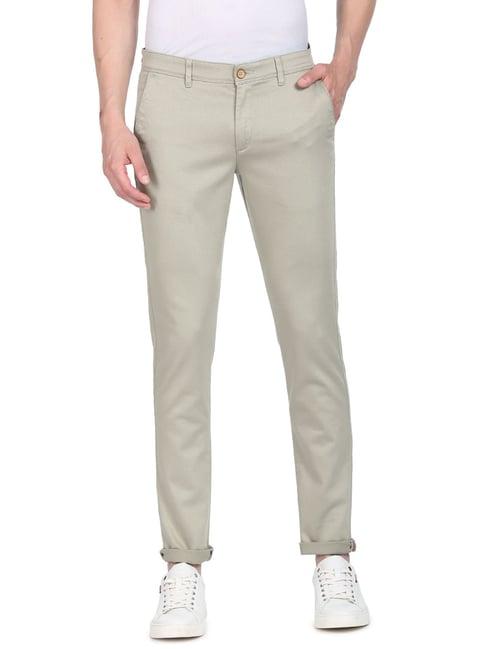 ad by arvind green cotton slim fit chinos