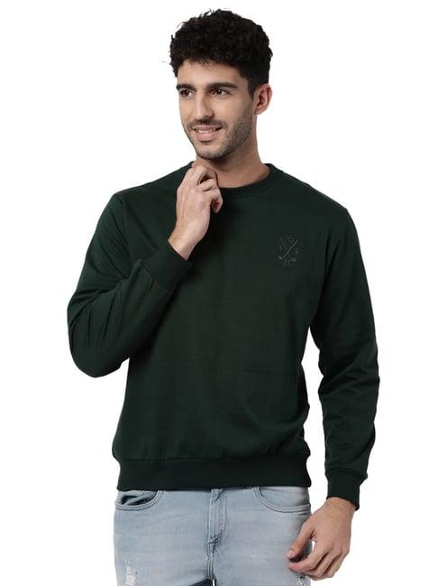 ad by arvind green cotton slim fit sweatshirt