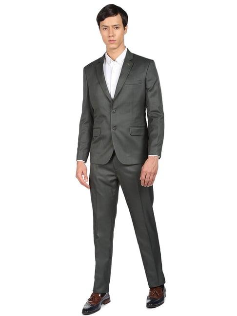 ad by arvind green regular fit two piece suit