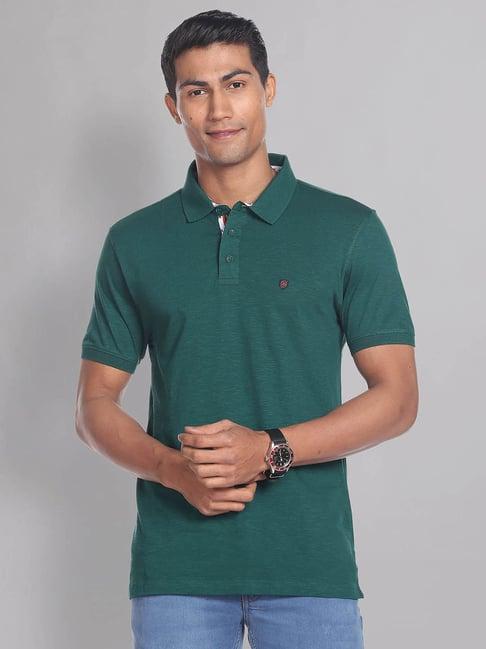 ad by arvind green slim fit polo t-shirt