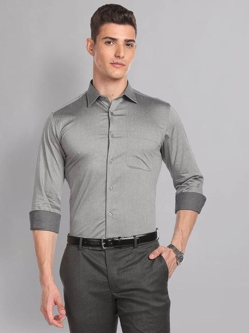 ad by arvind grey regular fit shirt