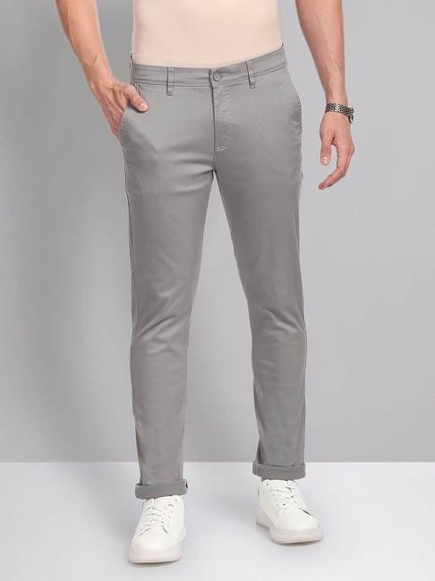 ad by arvind grey slim fit chinos