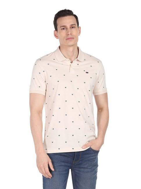 ad by arvind light peach polo t-shirt